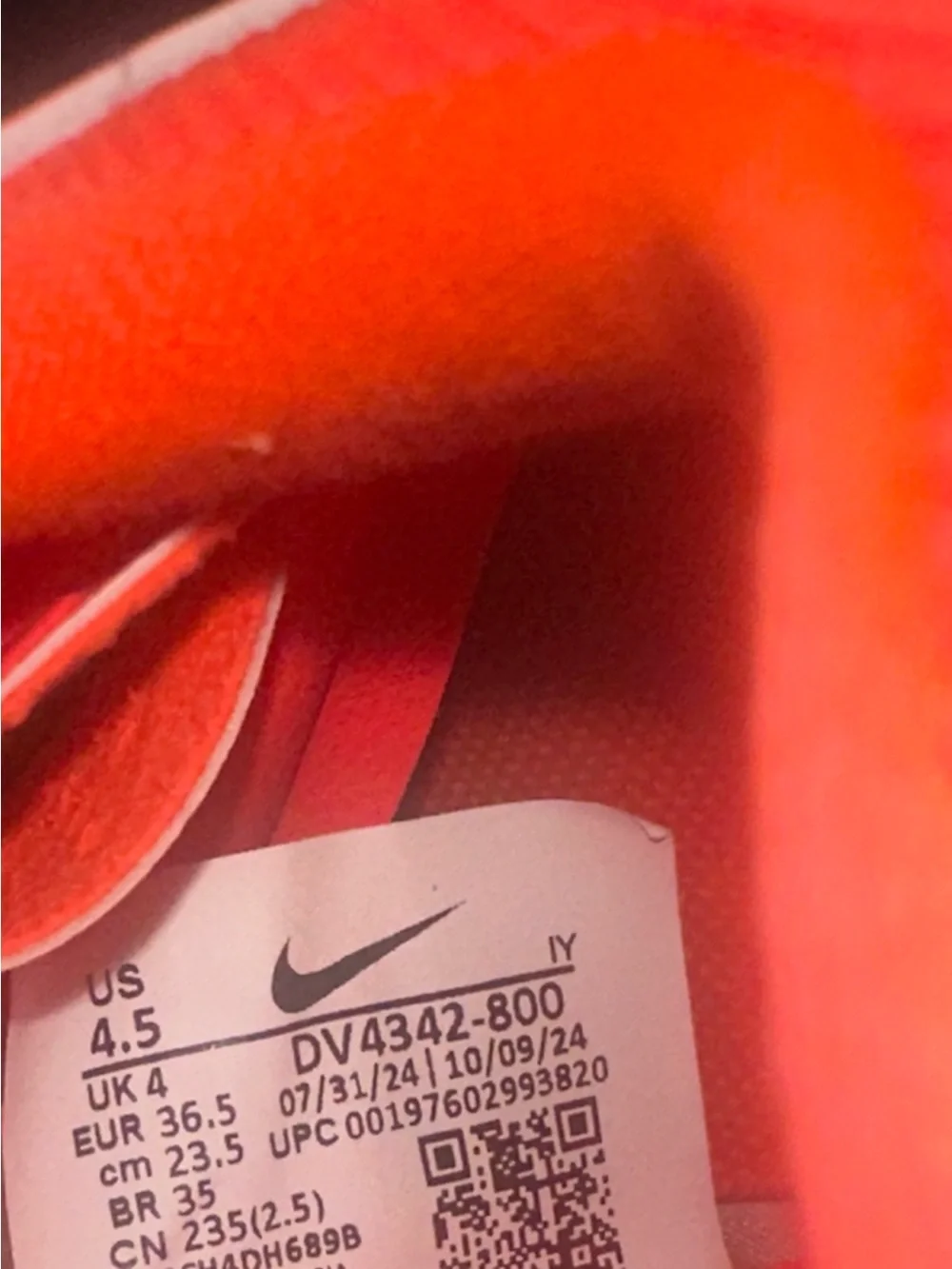 Nike Neon Orange/Red Sports Sneakers with White Swoosh